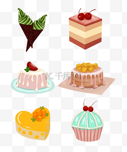手绘蛋糕甜品图片_手绘美食手帐贴纸
