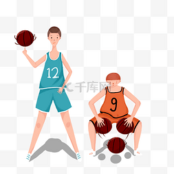 清新蓝海报图片_红蓝两队篮球球员练习