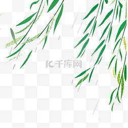 卡通植物装饰背景图片_绿色的柳叶植物