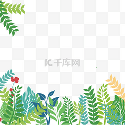 花朵树叶装饰图片_手绘树叶花草装饰边框