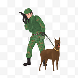 战场特种兵图片_建军节军人和猎犬