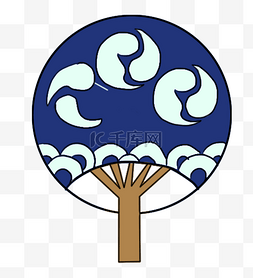 日本圆形扇子卡通圆形扇子插画日本圆形寿司插画手绘日本春季边框樱花