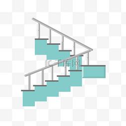 铁架楼梯图片_绿色楼梯卡通插画