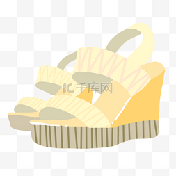 黄色凉鞋图片_黄色凉鞋增高鞋插画