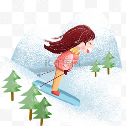 滑雪女孩图片_儿童节童年的回忆滑雪