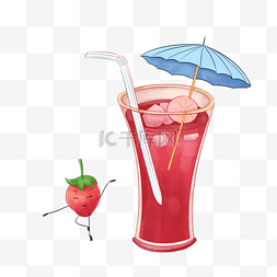 果汁冰卡通图片_加冰草莓果汁