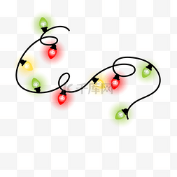 圣诞元素素材库图片_红绿黄光效黑色弯曲单线手绘风格