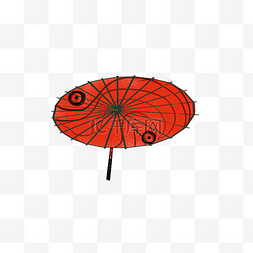 红色螺旋花纹古风雨伞
