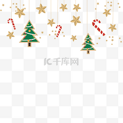 圣诞快乐横版图片_圣诞树挂饰顶边