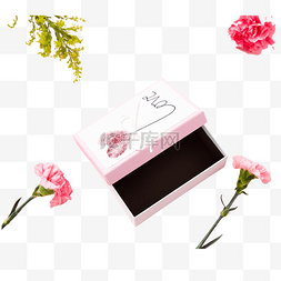 粉色植物花朵浪漫礼盒元素