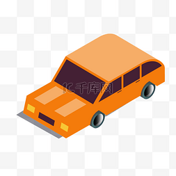 橙色创意立体小汽车出行元素