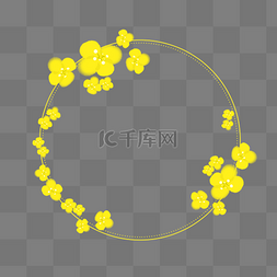 圆形的花环图片_黄色的油菜花边框