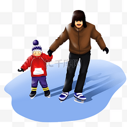 冬季溜冰运动父子