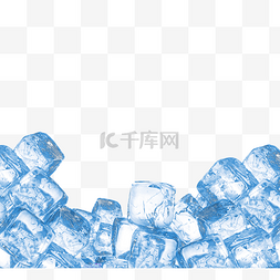 冰块加气泡图片_蓝色透明清凉冰块夏天
