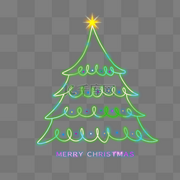 圣诞节圣诞霓虹图片_圣诞节发光绿色圣诞树
