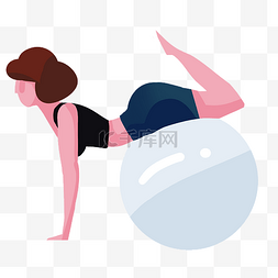 瑜伽球运动女孩插画