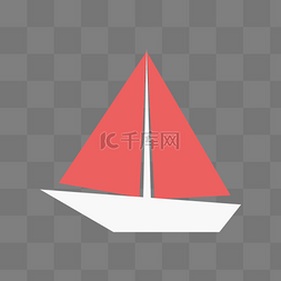 帆船简约海报图片_扁平的红色帆船