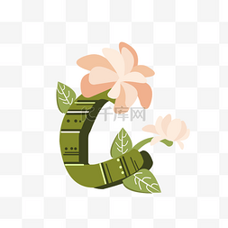 立体设计字体图片_大写花朵植物