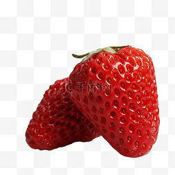 新鲜的草莓水果图片_二粒新鲜的草莓免抠图