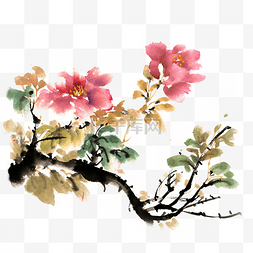 牡丹花水墨画图片_水墨画鲜艳的牡丹花