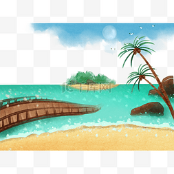 沙滩海景椰树图片_海滩海景