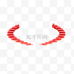 红色圆弧电商台阶元素