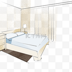 床头柜png图片_房间卧室双人床