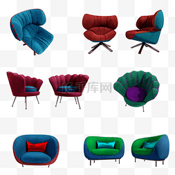 创意椅子沙发图片_质感绒布休闲椅套图png图