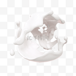 翻滚牛奶液体3d元素