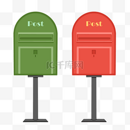 世界邮政日红色绿色邮箱