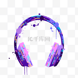 音乐创意彩色图片_紫色创意抽象耳机