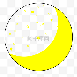 黄色发光月亮图片_月亮星星边框
