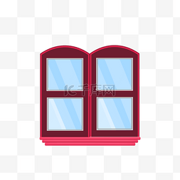 红色格子玻璃窗