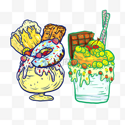 美味的冰淇淋手绘图片_手绘怪物摇概念精致的冰淇淋