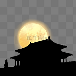 中秋节的圆图片_中秋节故宫角楼的月亮