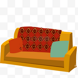 沙发免抠图图片_卡通彩色的沙发免抠图