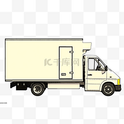 快递车运输图片_卡通手绘版的白色货车