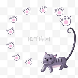 小猫咪卡通边框图片_简单卡通可爱猫爪猫咪边框