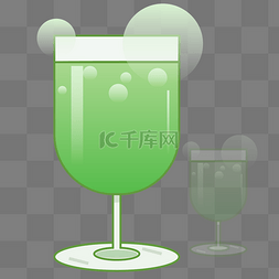 高脚杯玻璃图片_玻璃绿色果汁插画