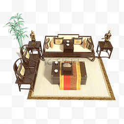 茶几沙发图片_新中式的家具组合