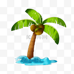 沙滩装饰图案图片_海边椰子树装饰图案