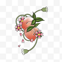 纹身手稿桃子樱花