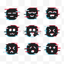 glitch故障风格表情emoji