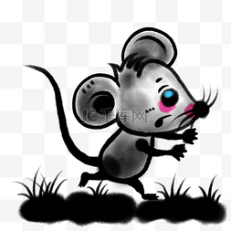 老鼠水墨画图片_鼠年水墨老鼠形象