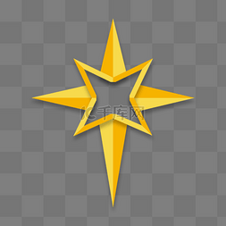 四角黄色扁平风格christmas star