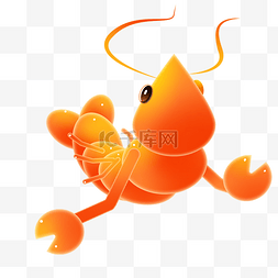 可爱的大虾图片_游泳的可爱龙虾插图