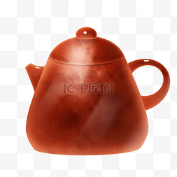 红色紫砂壶茶壶插画