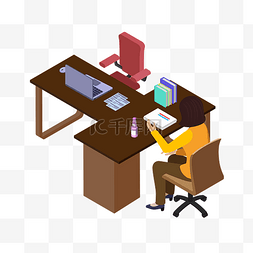 电脑桌椅子图片_矢量手绘办公桌椅