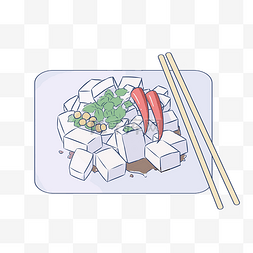 美味的小吃炒菜插画
