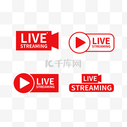 视频播放框图片_红色live streaming播放框